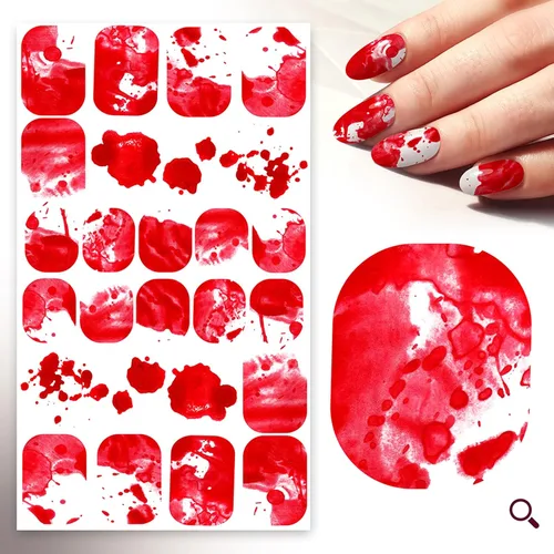 Vista 10 de FLONZNAIL - Calcomanías adhesivas para uñas (6 hojas) FLONZNAIL Bloody Splatter Nails Freeform Halloween Design Blood Murder Horror Ocho