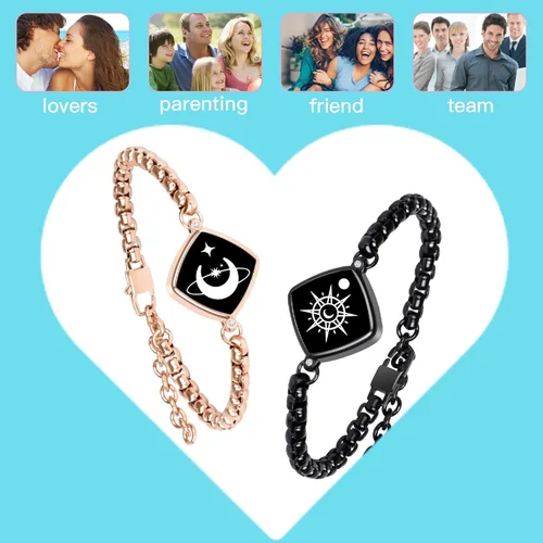 Vista 4 de Pulseras táctiles de larga distancia, pulseras de vibración e iluminación para parejas, pulsera inteligente a juego para parejas, relaciones