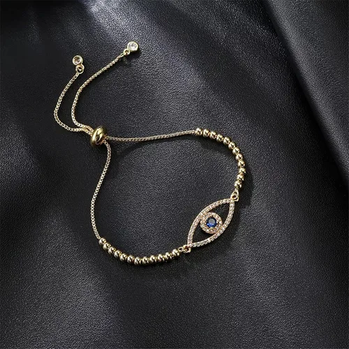 Vista 6 de Pulseras de Mal de Ojo Pulsera Hamsa - Pulsera Ajustable Chapada en Oro 18K Ojo de Protección Plata Amuleto Mal de Ojo ojo Pulsera Oro Joyería Mal