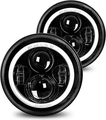 LX-LIGHT Faros delanteros LED de 7 pulgadas con halo, aprobados por DOT EMC, con luz DRL blanca y señal de giro ámbar, compatibles con Jeep Wrangler