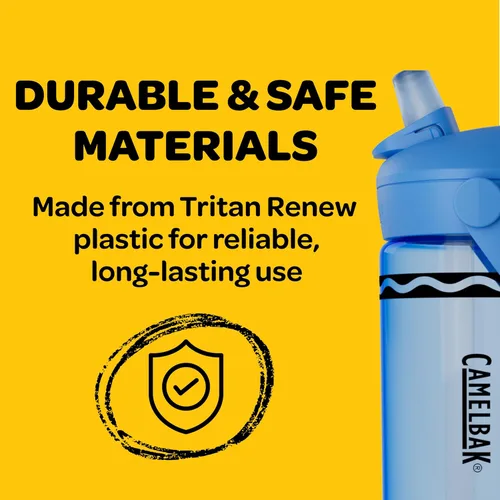 Vista 6 de CamelBak Crayola Flip Straw Kids Tritan Renew Botella de agua rojo cereza, 14 onzas