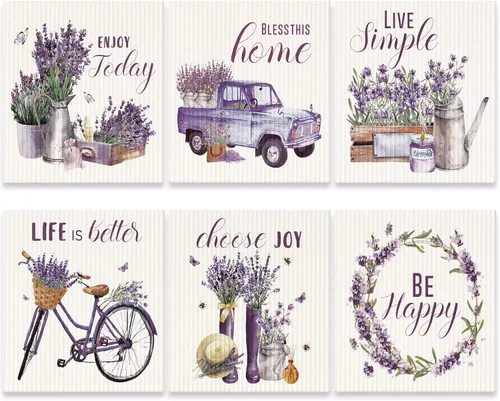 Vista 9 de 6 piezas de paños de cocina suecos reutilizables, toallas de cocina, paños de limpieza de esponja, paños absorbentes de secado rápido, paños