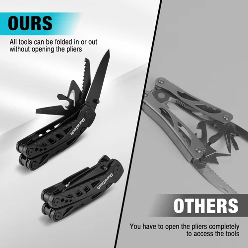 Vista 6 de DURATECH Cuchillo multiherramienta 11 en 1, regalo para hombres, cuchillo de bolsillo multiherramienta de acero inoxidable con hoja grande