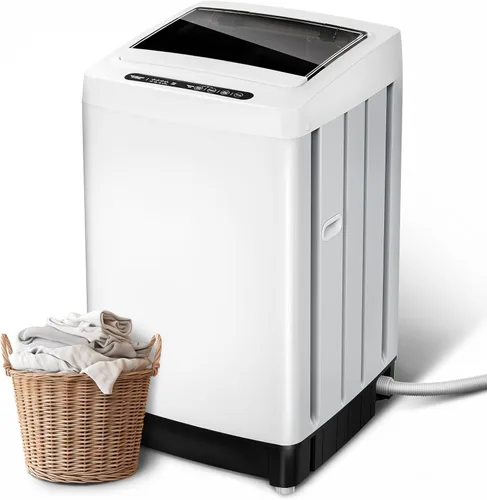 Vista 10 de Lavadora portátil de 15.7 libras, lavadora portátil completamente automática con 10 ciclos de lavado, lavadora de ropa de carga superior con bomba