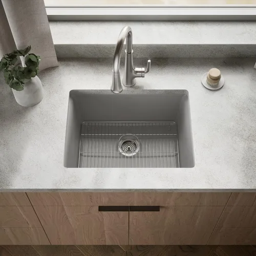 Vista 9 de Kohler 28003-1-CM4 Kennon - Fregadero compuesto de lavabo doble, color gris mate