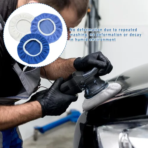 Vista 5 de Kewucn 9 almohadillas pulidoras para automóvil, de 5 a 6 pulgadas, cubierta de almohadilla de pulido de microfibra orbital para automóvil, kit