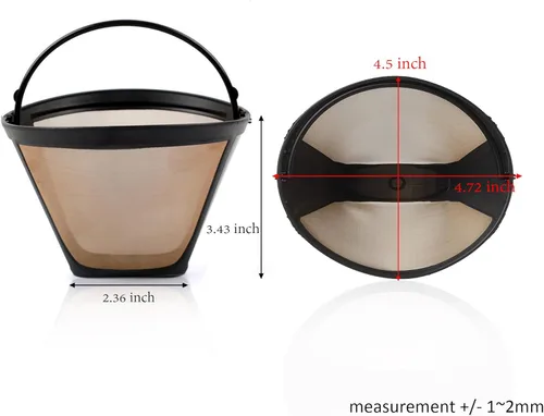 Vista 2 de Hession Filtros reutilizables para cafetera de cono n.º 4, repuesto para filtros de cesta de café Ninja, paquete de 2