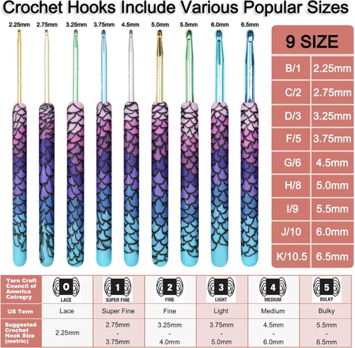 Vista 71 de Coopay Ganchos de ganchillo cálidos para abuela, agujas de ganchillo de agarre suave de aluminio para ganchillo, gancho de tejer para manualidades