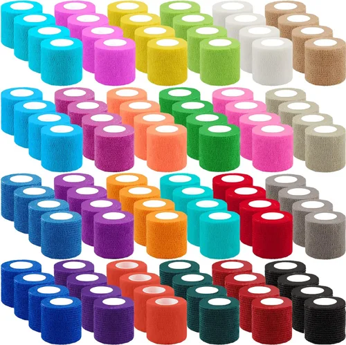 Vista 10 de BQTQ 96 rollos de cinta autoadhesiva de 2 pulgadas, color negro, autoadhesiva, vendaje atlético, vendajes elásticos para esguinces de hinchazón