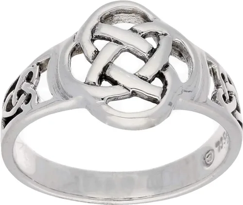 Vista 4 de Anillo de plata esterlina, triqueta celta, trinidad y nudo de la eternidad (tamaños 4, 5, 6, 7, 8, 9, 10, 11).