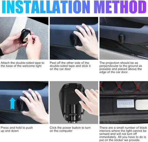 Vista 6 de SPOBODY Paquete de 2 luces de puerta de automóvil personalizadas con proyector LED recargable, lámpara de bienvenida con sombra fantasma HD