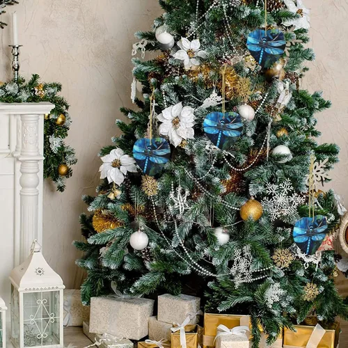 Vista 7 de Christmas Ornaments Hanging Christmas Tree Topper Decoration Art Blue Dragonfly Ceramics Ornament Heart Shape Keepsake Gift Hanging Pendant for Xmas