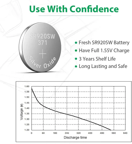 Vista 3 de LiCB Paquete de 20 baterías SR920SW 371 370 AG6 de 1,5 V con botón de celda de reloj