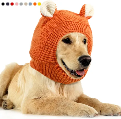 Vista 9 de Orejeras silenciosas para perros, cuello de 14.96 pulgadas, protectores auditivos para perros, protección contra ruido, gorro de punto envolvente