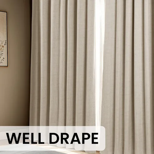 Vista 6 de Cortinas 100% opacas de 96 pulgadas de largo, mezcla de lino, para dormitorio, bolsillo para barra, pestaña trasera, juego de cortinas opacas