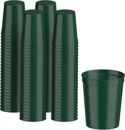 Vista 21 de PartyPrints Paquete de 10 Vasos de Plástico Rojos Reutilizables en Blanco de 16 oz, Vasos de Estadio a Granel – Sin BPA, Seguros para Lavavajillas