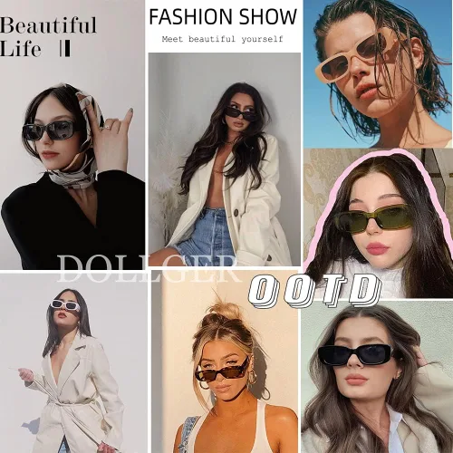 Vista 2 de Dollger Rectangle Sunglasses for Women Men Trendy Retro Fashion Sunglasses UV 400 Protection Square Fram