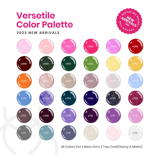 Vista 3 de beetles Gel Polish Juego de uñas de 36 colores con purpurina brillante con esmalte de gel, 6 colores, colección monocromática, color nude jalea