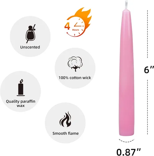 Vista 6 de Zest Candle Velas cónicas de 12 piezas, 6 pulgadas, color rosa, 12 unidades (paquete de 1)