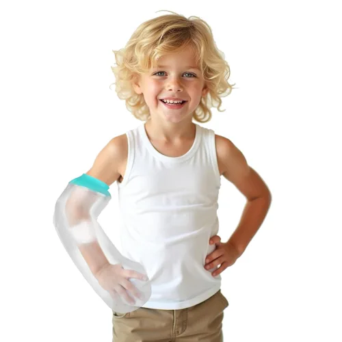 Fundas impermeables para yeso de brazo para niños en la ducha, manga de plástico impermeable para cubrir brazos después de