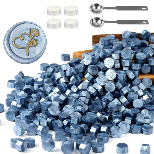 Vista 15 de Yoption Juego de 360 cuentas metálicas de cera de sellado de oro antiguo para sello de cera con velas y cuchara de fusión