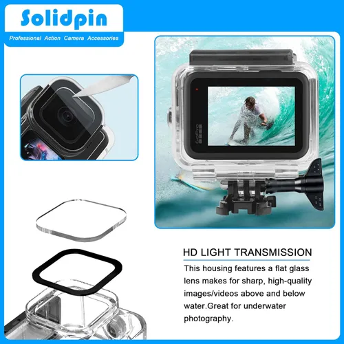 Vista 4 de Carcasa impermeable para GoPro Hero 11 negro, Hero 10 9 negro para buceo subacuático, cubierta protectora de buceo para Go Pro 11 HERO 10 9 negro