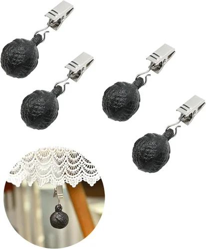 Vista 2 de Sungmor Juego de 4 pinzas redondas de hierro fundido para mantel, color marrón oscuro antiguo, pinzas para colgantes, resistentes, para el hogar