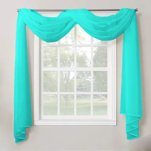 Vista 3 de Decotex 1 pieza cortina transparente de gasa para decoración del hogar con dobladillo completo cenefa valance swag superior (54" x 216", blanco)