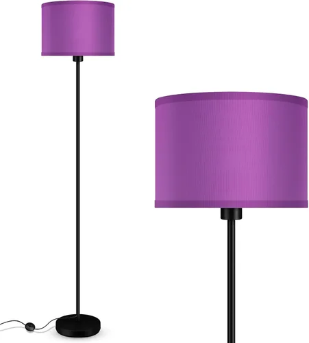AUQUEE Floor Lamp, Standing Lamp, Modern Stand Up Lamps with Purple Lampshade, 59" Tall, Foot Switch, Simple Living Room Decor for Kids Room, Girls