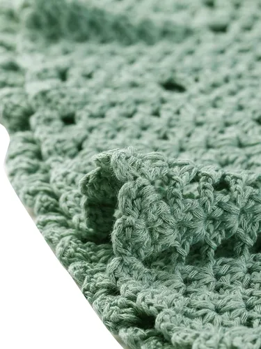 Vista 5 de Allegra K Conjunto de bikini de 2 piezas para mujer, top con huecos, minifalda, verano, playa, conjuntos de punto de ganchillo