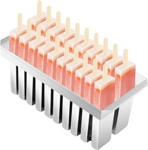 Vista 10 de Kit de moldes de paletas de hielo de acero inoxidable, moldes de acero inoxidable, soporte para palitos de helado de paletas de hielo + cepillo