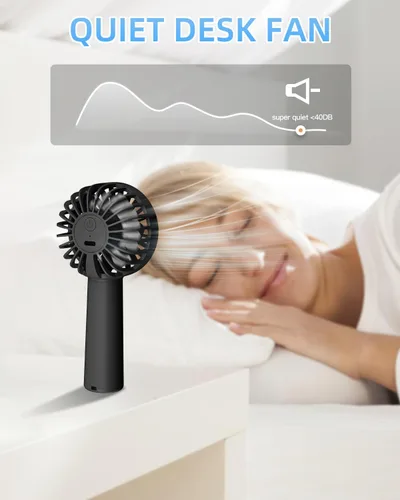 Vista 7 de Ventilador de mano portátil, mini ventiladores de mano de 1800 mAh, funciona con pilas, pequeño ventilador de pestañas de maquillaje personal