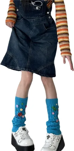 Vista 9 de CYee Kawaii Cutecore - Calcetines largos para mujer, calcetines largos de punto gótico Y2k Acubi, calcetines estéticos