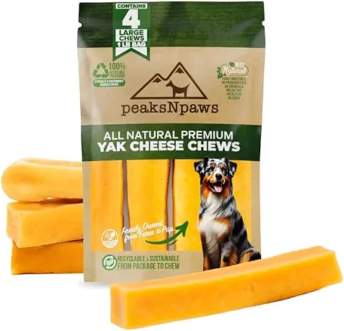 Vista 10 de peaksNpaws Masticables para perros del Himalaya, queso Yak alto en proteínas, sin lactosa, tratamiento natural para mascotas, palitos masticables
