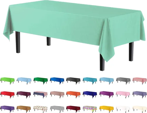 Vista 41 de Exquisito paquete de 4 manteles de plástico blanco desechables de 84 pulgadas de Party Solids - Mantel redondo desechable para fiestas - Manteles