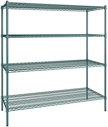 Vista 56 de Kit de 4 estantes de epoxi verde NSF de 21 x 72 pulgadas con postes de 86 pulgadas, estantería de almacenamiento resistente, kit de estantería