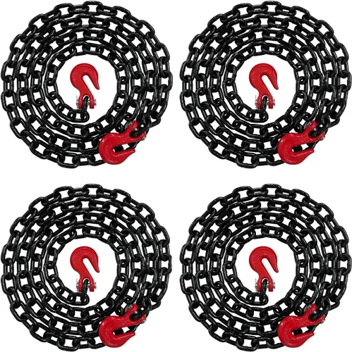 Vista 14 de Cadena de transporte de grado 80 de 3/8 pulgadas x 10 pies – 7,100 libras WLL – gancho de agarre de horquilla, amarre, remolque