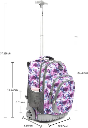 Vista 7 de Mochila con ruedas de 18 pulgadas, multicompartimento, tamaño grande, antisuciedad para niños, de Tilami, hiking