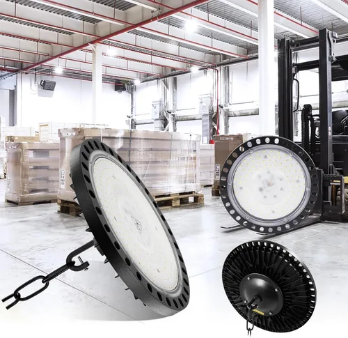 Vista 2 de Luz LED de alta bahía 100W 21,000LM Luces LED UFO LED de alta bahía de 5000 K para iluminación comercial de bahía, luz de área de almacén