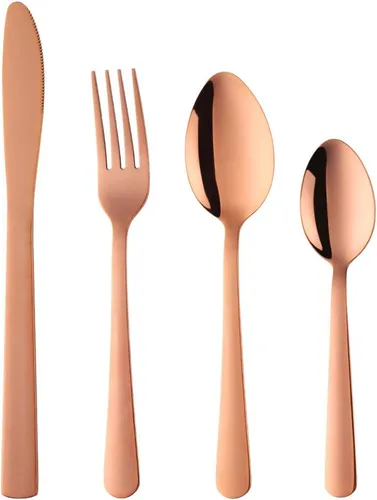 Vista 26 de BuyGo - Juego de cubiertos de acero inoxidable, 4 piezas, servicio para 1, color negro