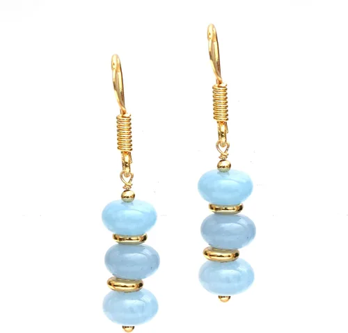 Vista 16 de Gempires - Aretes ligeros con cuentas hechas a mano, hipoalergénicos, chapados en oro, aretes colgantes para mujer