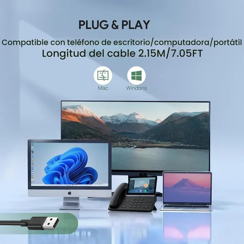 Vista 6 de Yealink Auriculares con cable UH42 USB-C/A,Micrófono con cancelación de Oreja dual (Equipos)