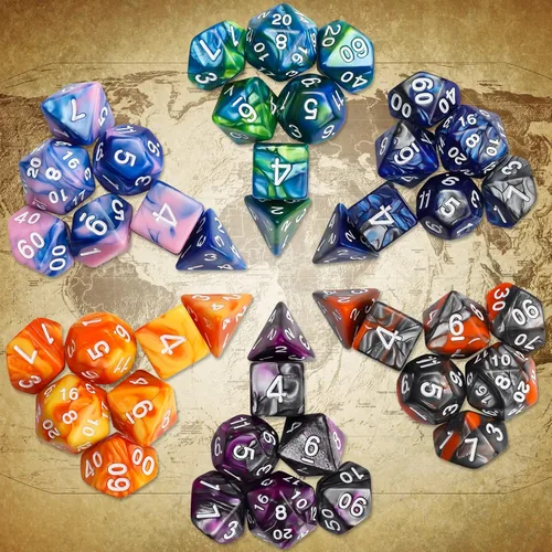 Vista 3 de CiaraQ Juego de dados poliédricos – Dados de juego de rol DND para juegos de mesa RPG de Dungeons and Dragons, multicolor, 42 piezas