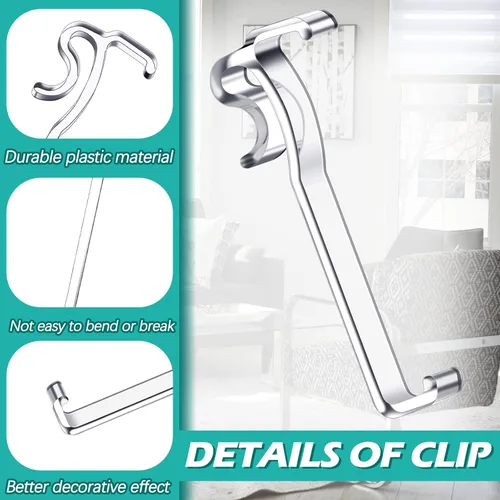 Vista 4 de Blulu Clips de cenefa de 3 pulgadas para ventana, clip oculto de plástico transparente latente para persiana horizontal (12 piezas)