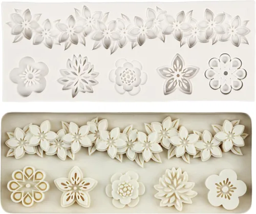 Moldes barrocos de fondant de encaje de flores, moldes de silicona para curvas, molde de alivio de volutas para decoración de pasteles, decoración