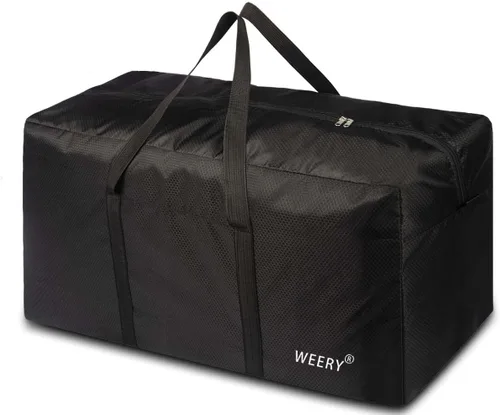 WEERY Bolsa de lona extra grande, bolsa de lona ligera de 96 L, bolsa de lona plegable impermeable para hombres y mujeres, color negro, Negro, Extra