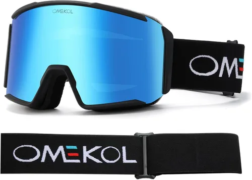 Vista 2 de OMEKOL Gafas de esquí antivaho de doble capa OTG para hombres y mujeres, gafas de snowboard