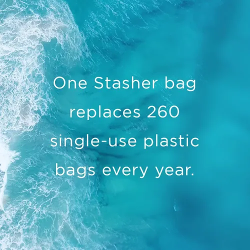 Vista 6 de Stasher Bolsa de almacenamiento de silicona reutilizable, contenedor de almacenamiento de alimentos, apto para microondas y lavavajillas, sin fugas