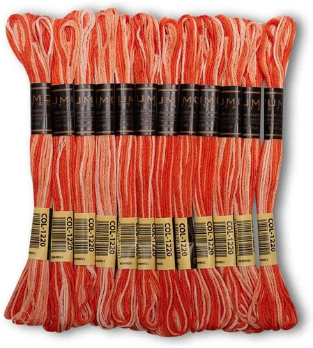 Vista 18 de 12 piezas de hilo de bordado de color negro de alta calidad, madejas 100% de algodón egipcio de alta calidad, hilo de bordado de punto de cruz