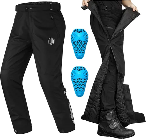 ILM - Pantalones desmontables de motocicleta para invierno para hombre, blindados CE 2 con cremallera completa en las piernas, para clima frío,